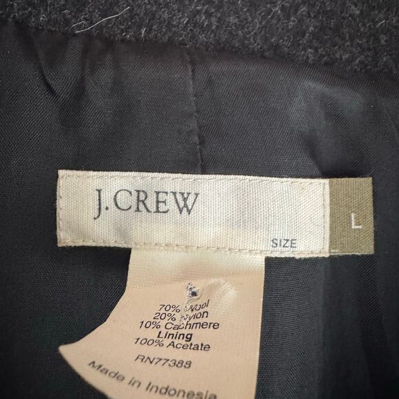 J.Crew Jacket Longline Wool Blend Coat Charcoal Gray Preppy Academia Work Large - Picture 8 of 8
